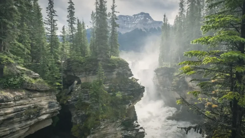 Athabasca Falls – Powerful waterfall(2)