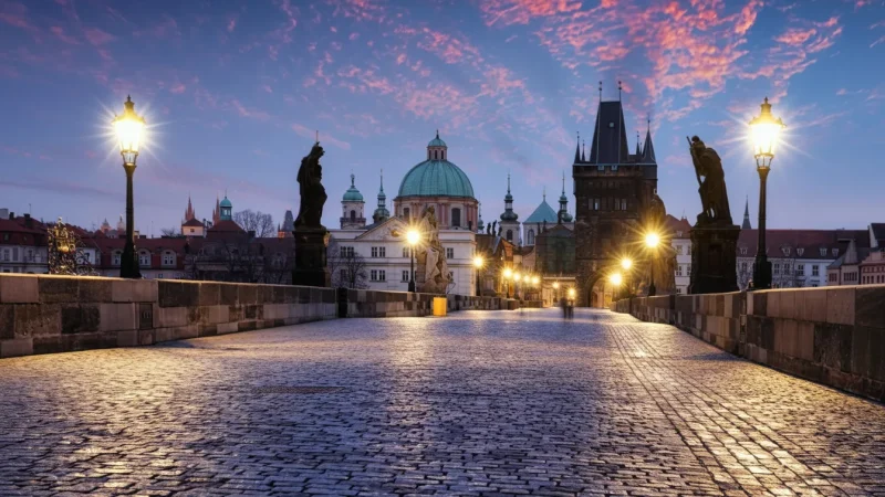 Charles Bridge – Stone bridge with river and city views(3)