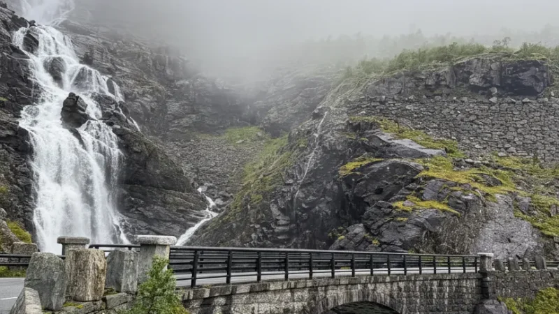 Mountain Bridge – Scenic Crossing Over Waterfall(1)