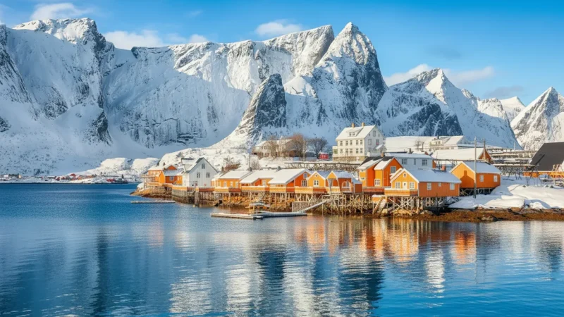Sakrisøy Island – Yellow rorbuer cabins and harbor views(3)