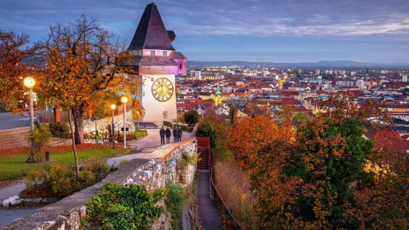 Sunset Views from Schlossberg Graz – Evening Scenery(1)