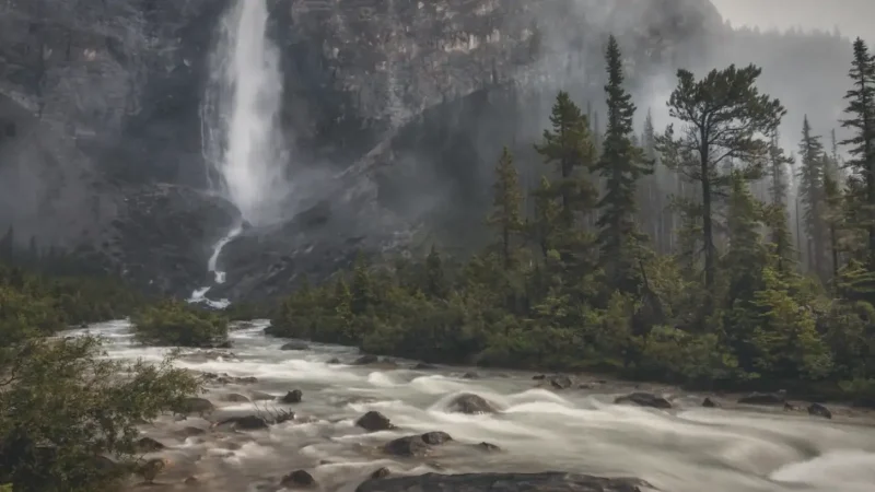 Takakkaw Falls – Tall waterfall(3)